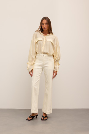 B808 Spodnie Jeansowe Wide Leg Cream
