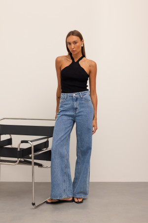 9024 Spodnie Jeansowe Wide Leg Blue