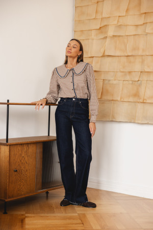 W3636 Spodnie Jeansowe Wide Leg Dark Blue