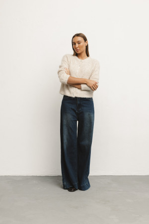 Lake Spodnie Jeansowe Wide Leg Dark Blue