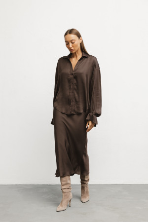 Valeria Spódnica Satynowa Brąz