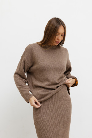 Cara Komplet Z Wełny Merino Mocca