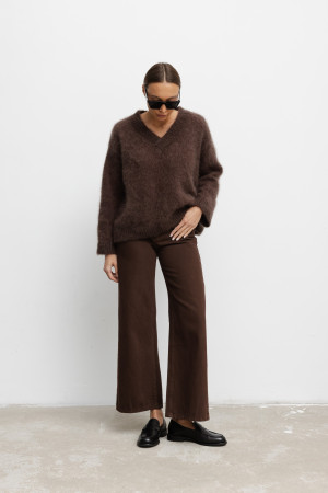 9024 Spodnie Jeansowe Wide Leg Brąz