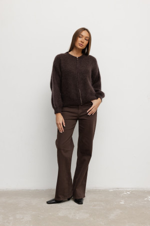 W3368 Spodnie Jeansowe Wide Leg High Weist Brąz