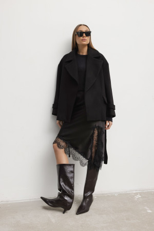 Lia Spódnica Satynowa Z koronką Czarna