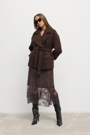 Soraya Spódnica Koronkowa Brązowa