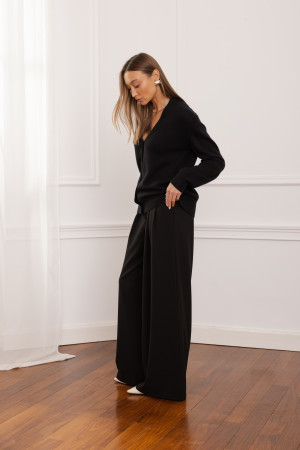 1067 Spodnie Wide Leg Czarne