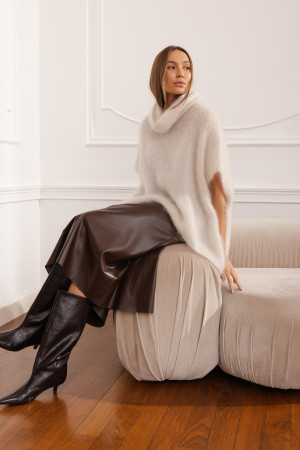 Viola Spódnica Z Eko Skóry Brązowa