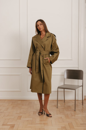 LD5129 Długi Płaszcz Olive