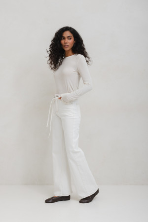 SK960 Spodnie Jeansowe Wide Leg White