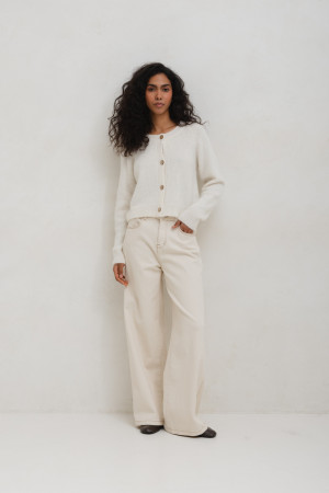 F32503 Spodnie Jeansowe Wide Leg Cream