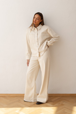 W3891 Spodnie Jeansowe Wide Leg Cream
