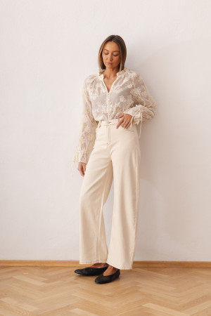 KT835 Spodnie Jeansowe Balloon Cream