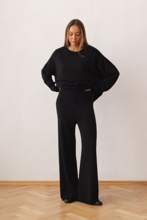 Maxim Spodnie Dzianinowe Wide Leg Czarne