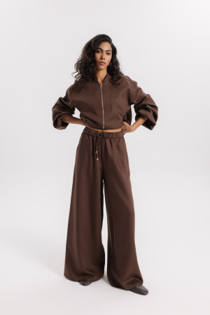 Roxane Spodnie Wide Leg Brązowe