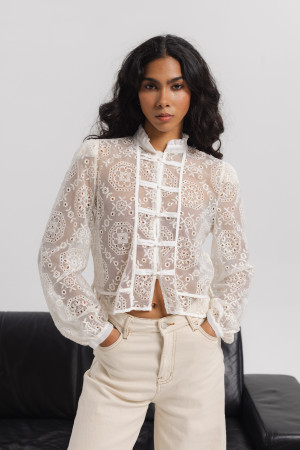 Marie Ażurowa Bluzka Cream