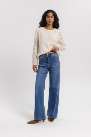 KT741 Spodnie Jeansowe Straight Leg Niebieskie