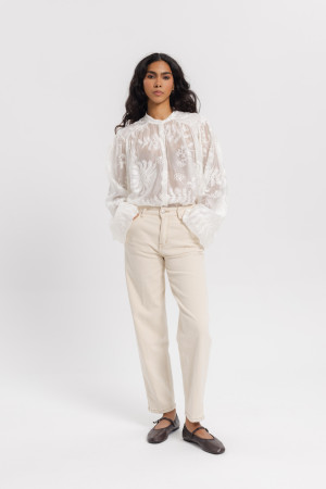 KT071 Spodnie Jeansowe Mom Fit Cream