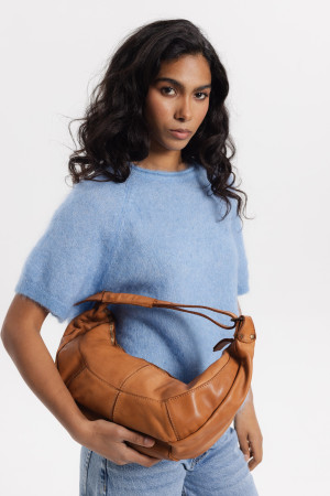 Torebka Skórzana Soft Hobo Vintage Camel