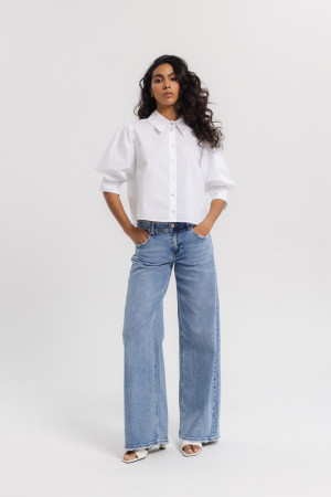 W3910 Spodnie Jeansowe Wide Leg Blue