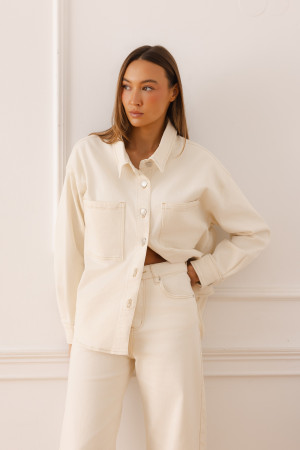 KT6121H Jeansowa Koszula Cream
