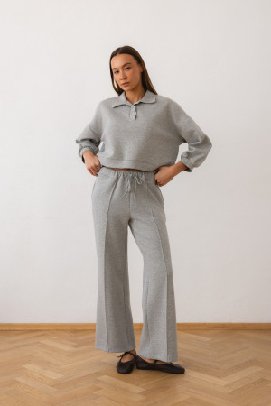 Caspian Spodnie Dresowe Wide Leg Szary