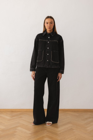 W3857 Spodnie Jeansowe Wild Leg Black