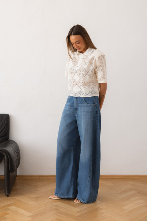 H2671 Spodnie Jeansowe Wide Leg Blue