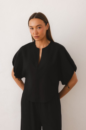 Tilda Bluzka Z Lnem Czarna