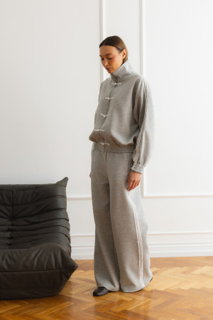 Devon Spodnie Z Lampasami Wide Leg Szare