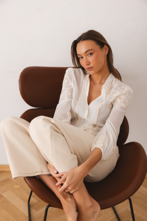 Margaret Koszula Z Domieszką Jedwabiu Cream