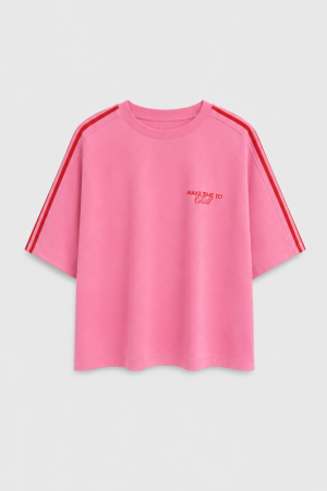 Chilli T-shirt Z Lampasami Róż