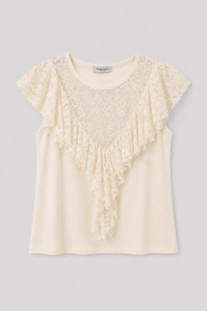 Mila Top Bawełniany Z Koronką Cream