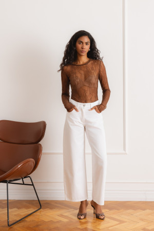 Q052 Spodnie Jeansowe Wide Leg White