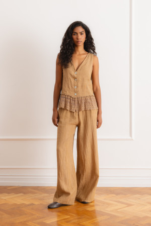 Rumi Spodnie Lniane Camel