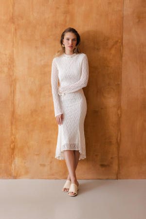Pauline Sukienka Z Koronką Cream