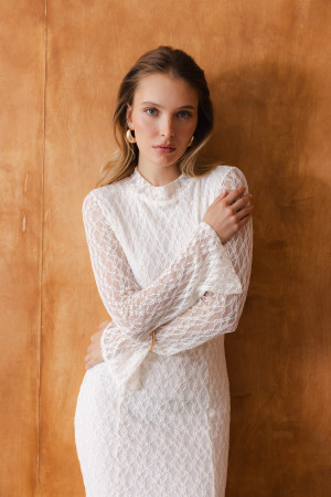 Pauline Sukienka Z Koronką Cream