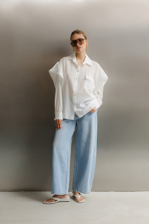 Q051 Spodnie Jeansowe Wide Leg Blue
