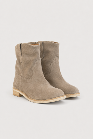 Botki Z Naturalnego Zamszu Taupe