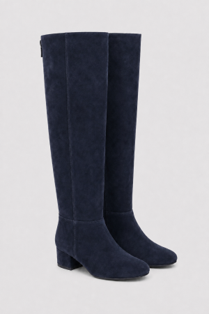 Kozaki Z Naturalnego Zamszu Navy Blue