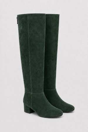 Kozaki Z Naturalnego Zamszu Dark Green