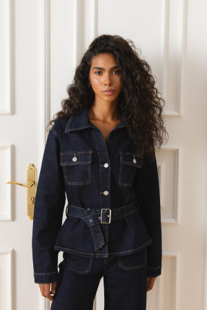 Riley Koszula Jeansowa Z Paskiem Blue