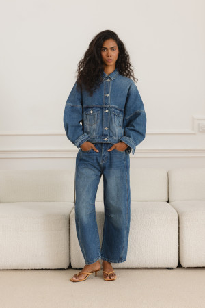 YH1041 Spodnie Jeansowe Barrel Blue