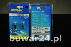 ŻARÓWKA /3028/ 12V 4xLED BA9s BLUE STAND.blister