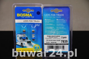 ŻARÓWKA /7835/ 24V 4xLED SV8,5 Niebieska