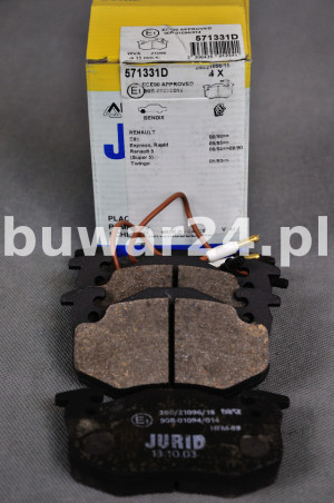 KLOCKI HAMULCOWE JURID 571331D RENAULT R5-EXPRESS PRZÓD