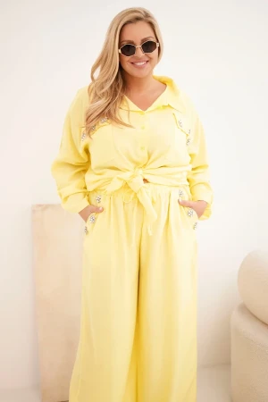 Komplet damski Plus Size z koszulą i szerokimi spodniami ( r. 50-54)