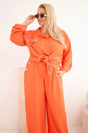 Komplet damski Plus Size z koszulą i szerokimi spodniami ( r. 50-54)