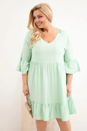 Sukienka plus size z ażurowymi plecami ( r. 44-50) - 100 % wiskoza