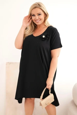Sukienka Plus Size bawełniana z broszką ( r. 48-56) mode 6760